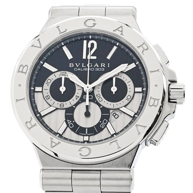 BVLGARI DIAGONO CALIBRO BLACK WATCH: BVLGARI Diagono Calibro Black Watch Brand: BVLGARI Type: Wristwatch Material: Band MaterialStainless Steel, Band MaterialStainless Steel, Case MaterialCase MaterialN/A Color: black Size: Wrist