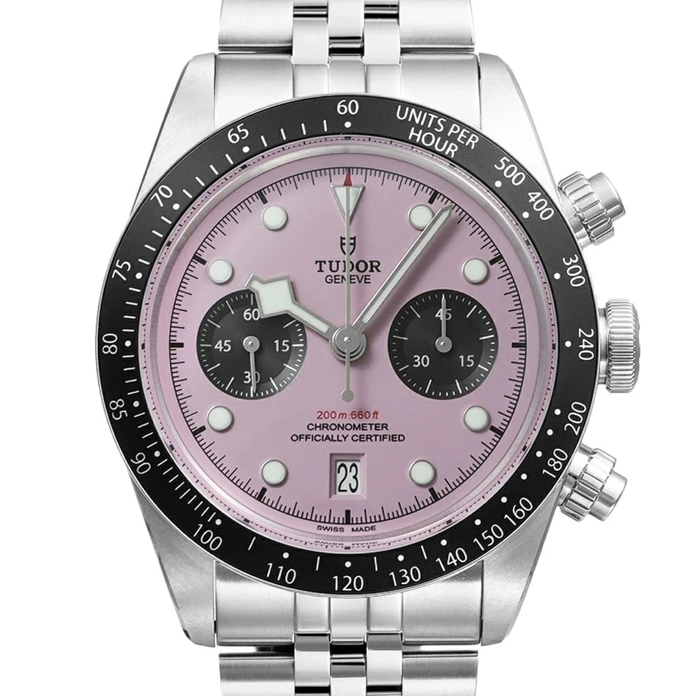 TUDOR BLACK PINK WATCH: TUDOR Black Pink Watch Brand: TUDOR Type: Wristwatch Material: Band MaterialStainless Steel, Band MaterialStainless Steel, Case MaterialCase MaterialN/A Color: pink Size: Wrist SizeNA, Case