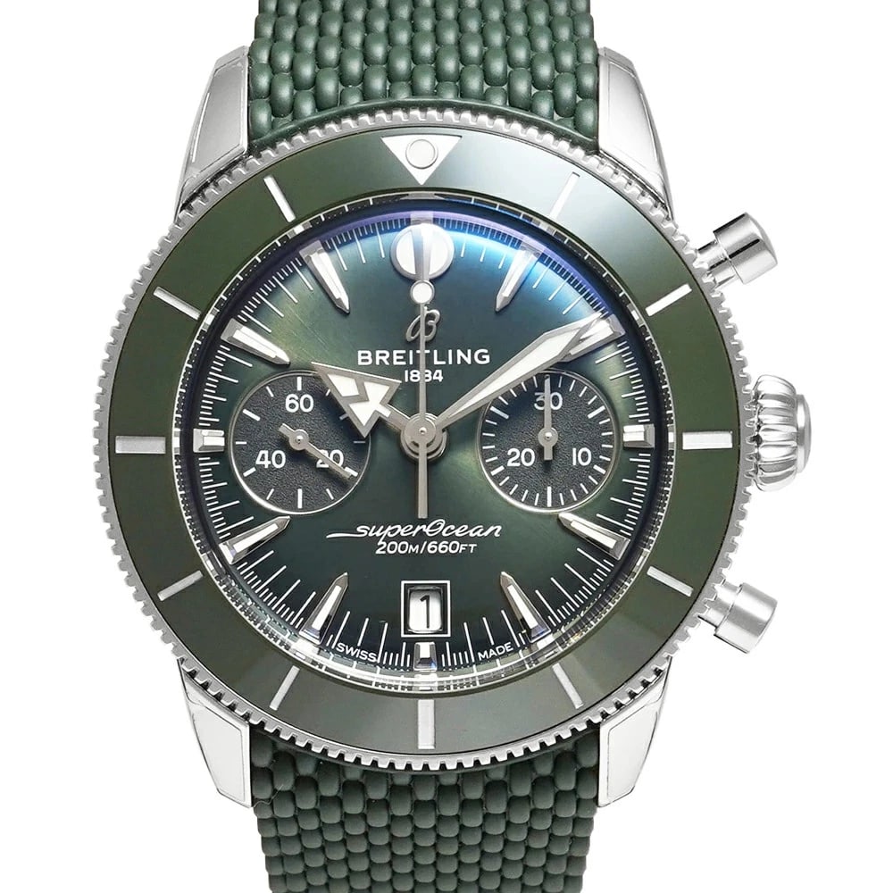 BREITLING SUPEROCEAN GREEN WATCH: BREITLING Superocean Green Watch Brand: BREITLING Type: Wristwatch Material: Band MaterialStainless Steel, Band MaterialStainless Steel, Case MaterialCase MaterialN/A Color: green Size: Wrist