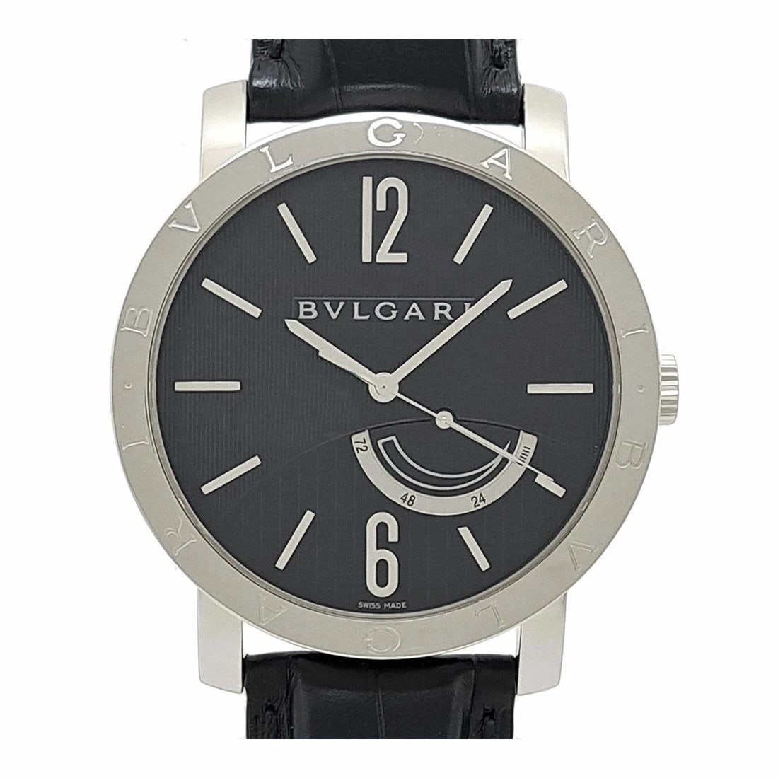 BVLGARI POWER RESERVE BLACK WATCH: BVLGARI Power Reserve Black Watch Brand: BVLGARI Type: Wristwatch Material: Band MaterialStainless Steel, Band MaterialStainless Steel, Case MaterialCase MaterialN/A Color: black Size: Wrist