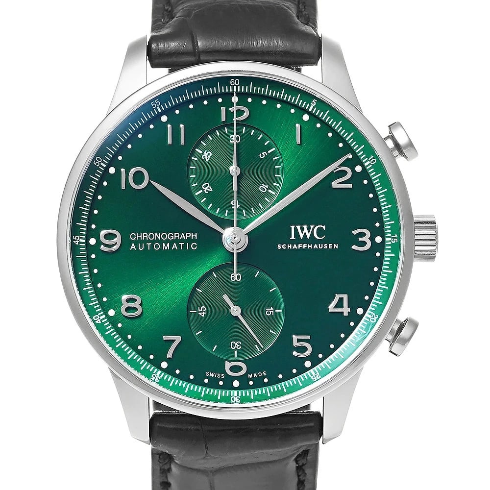 IWC PORTUGUESE GREEN WATCH: IWC Portuguese Green Watch Brand: IWC Type: Wristwatch Material: Band MaterialStainless Steel, Band MaterialStainless Steel, Case MaterialCase MaterialN/A Color: green Size: Wrist SizeNA, Case