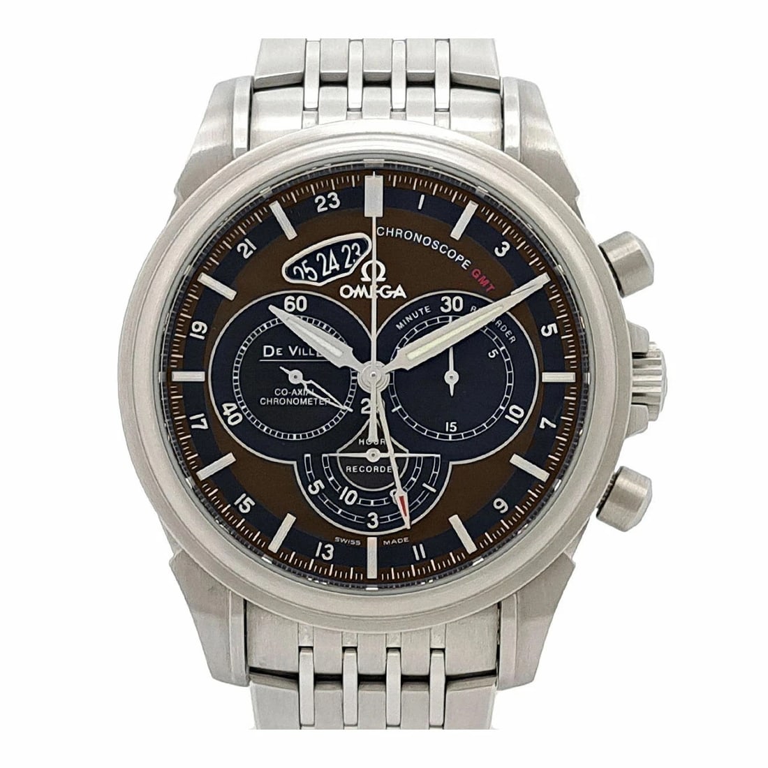 OMEGA DEVIL CHRONOSCOPE BROWN WATCH: OMEGA Devil Chronoscope Brown Watch Brand: OMEGA Type: Wristwatch Material: Band MaterialStainless Steel, Band MaterialStainless Steel, Case MaterialCase MaterialN/A Color: brown Size: Wrist