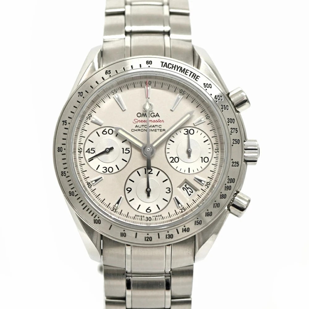 OMEGA SPEEDMASTER SILVER WATCH: OMEGA Speedmaster Silver Watch Brand: OMEGA Type: Wristwatch Material: Band MaterialStainless Steel (Ss), Band MaterialStainless Steel (Ss), Case MaterialCase MaterialN/A Color: silver Size: