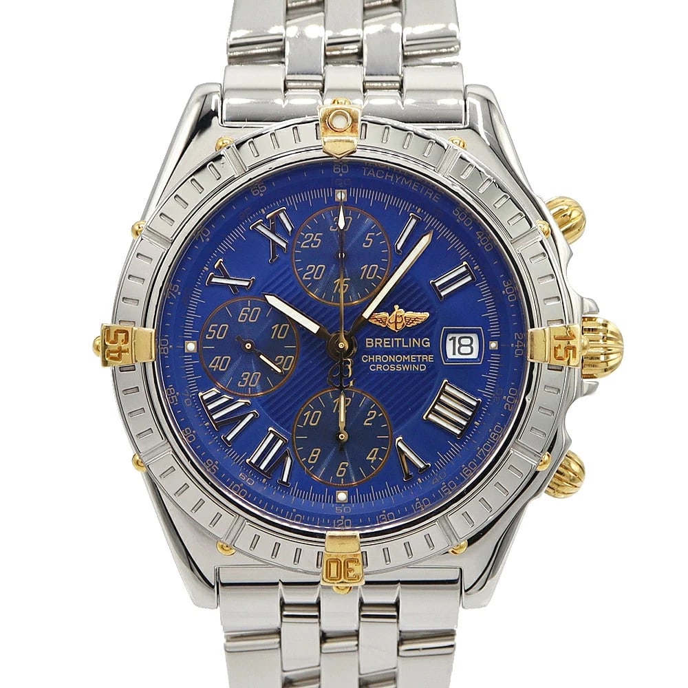 BREITLING CROSSWIND BLUE WATCH: BREITLING Crosswind Blue Watch Brand: BREITLING Type: Wristwatch Material: Band MaterialStainless Steel And Yellow Gold, Band MaterialStainless Steel And Yellow Gold, Case MaterialCase