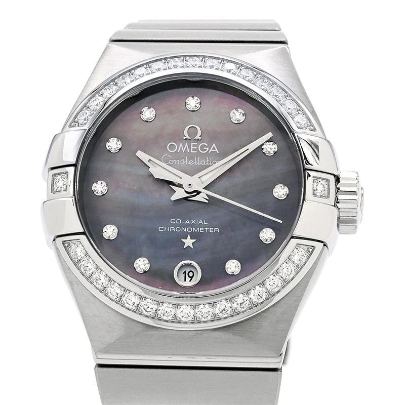 OMEGA CONSTELLATION GRAY WATCH: OMEGA Constellation Gray Watch Brand: OMEGA Type: Wristwatch Material: Band MaterialStainless Steel Diamond, Band MaterialStainless Steel Diamond, Case MaterialCase MaterialN/A Color: gray Size: W