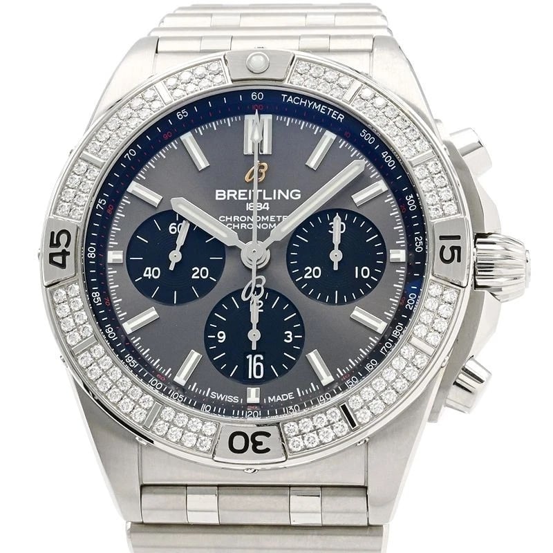 BREITLING CHRONOMAT WATCH: BREITLING Chronomat Watch Brand: BREITLING Type: Wristwatch Material: Band MaterialStainless Steel Diamond, Band MaterialStainless Steel Diamond, Case MaterialCase MaterialN/A Color: gray Size: Wr