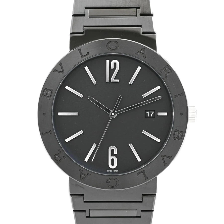 BVLGARI BLACK WATCH: BVLGARI Black Watch Brand: BVLGARI Type: Wristwatch Material: Band MaterialStainless Steel Pvd/Bracelet, Band MaterialStainless Steel Pvd/Bracelet, Case MaterialCase MaterialN/A Color: black 