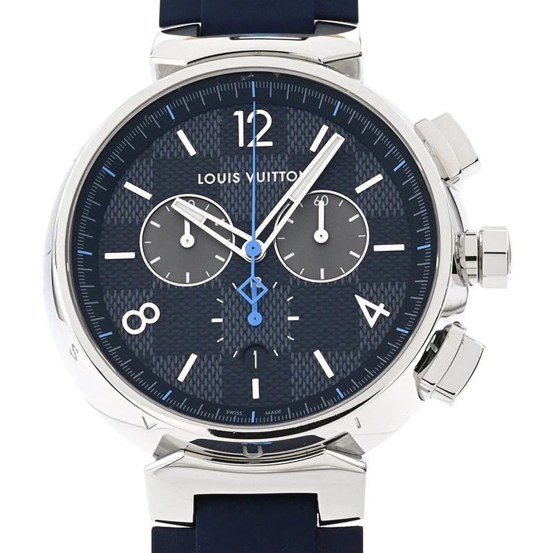 LOUIS VUITTON WATCH: LOUIS VUITTON Watch Brand: LOUIS VUITTON Type: Wristwatch Material: Band MaterialStainless Steel Rubber Strap, Band MaterialStainless Steel Rubber Strap, Case MaterialCase MaterialN/A Color: navy