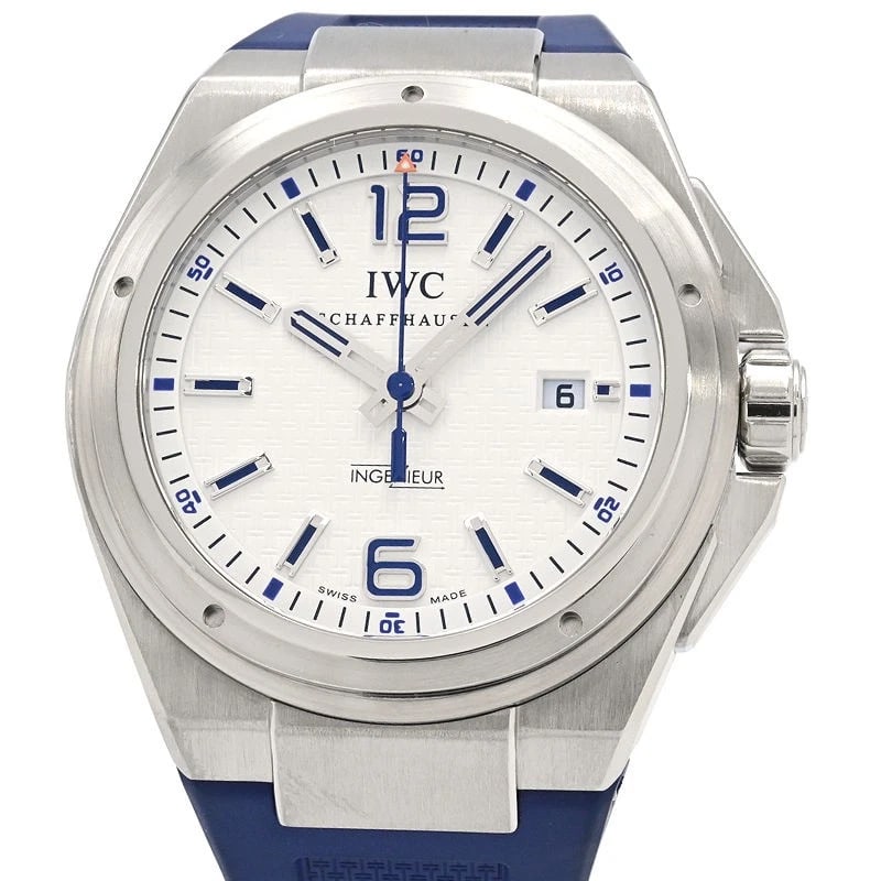 IWC WATCH: IWC Watch Brand: IWC Type: Wristwatch Material: Band MaterialStainless Steel Rubber Strap, Band MaterialStainless Steel Rubber Strap, Case MaterialCase MaterialN/A Color: white Size: Wrist