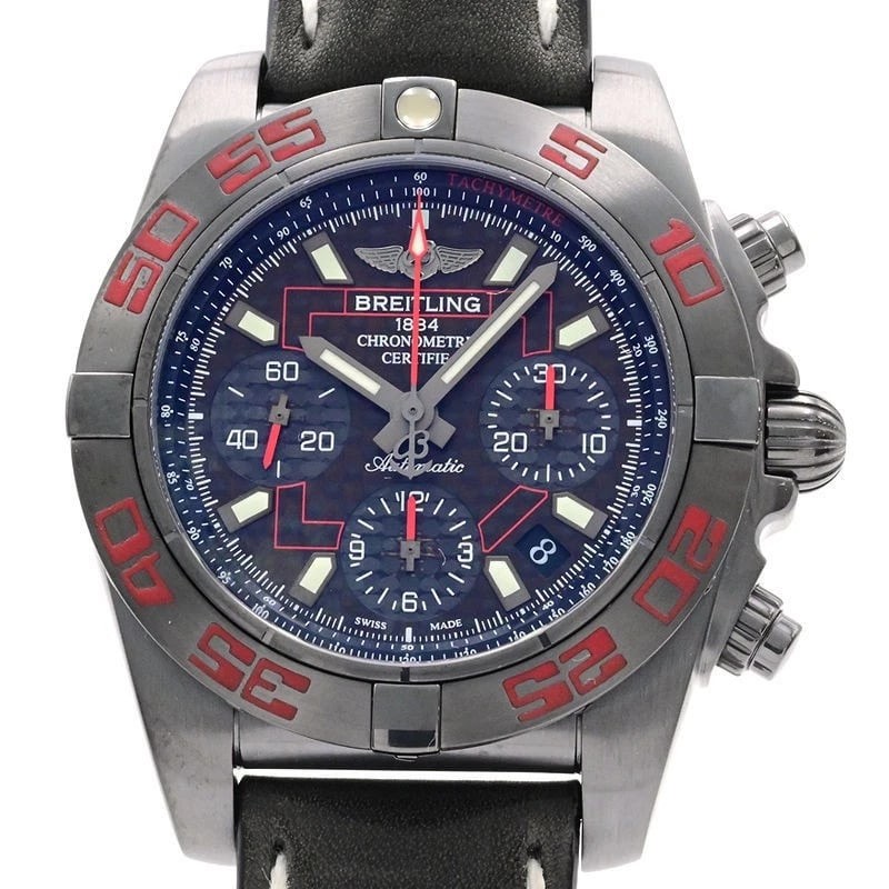 BREITLING WATCH: BREITLING Watch Brand: BREITLING Type: Wristwatch Material: Band MaterialStainless Steel With Leather Strap, Band MaterialStainless Steel With Leather Strap, Case MaterialCase MaterialN/A Color: bl