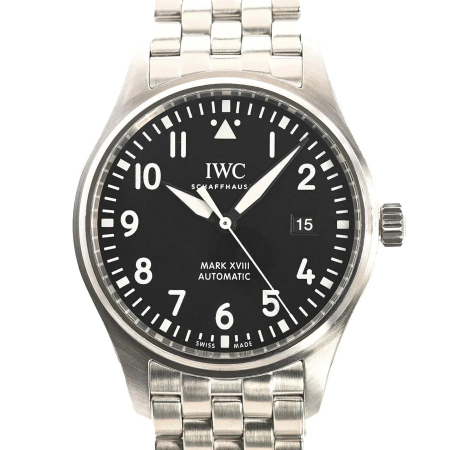 IWC BLACK WATCH: IWC Black Watch Brand: IWC Type: Wristwatch Material: Band MaterialStainless Steel/Bracelet, Band MaterialStainless Steel/Bracelet, Case MaterialCase MaterialN/A Color: black Size: Wrist