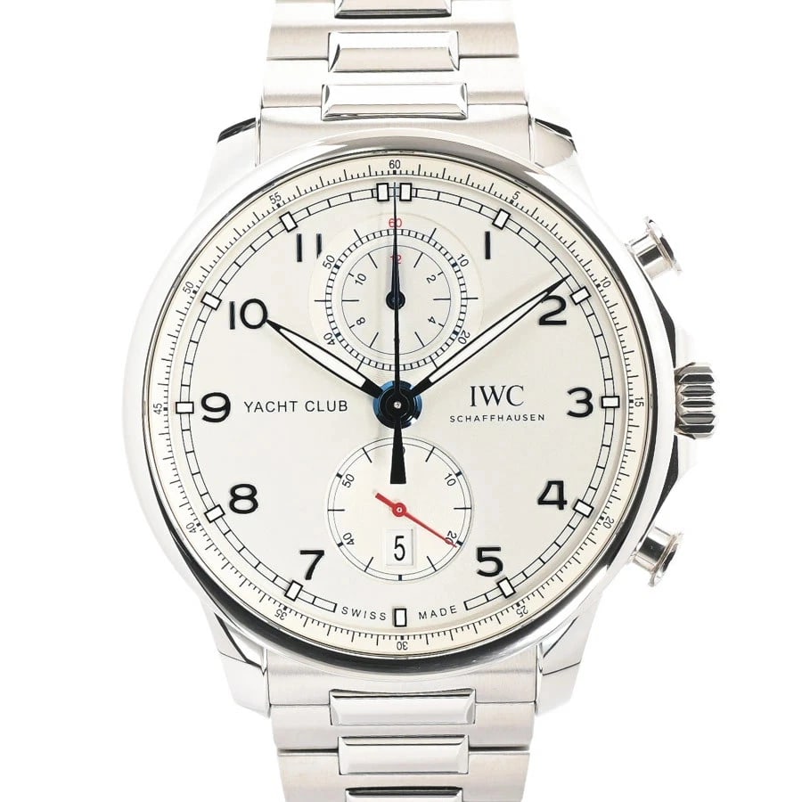 IWC PORTUGUESE YACHT CLUB CHRONOGRAPH SILVER WATCH: IWC Portuguese Yacht Club Chronograph Silver Watch Brand: IWC Type: Wristwatch Material: Band MaterialStainless Steel/Bracelet, Band MaterialStainless Steel/Bracelet, Case MaterialCase