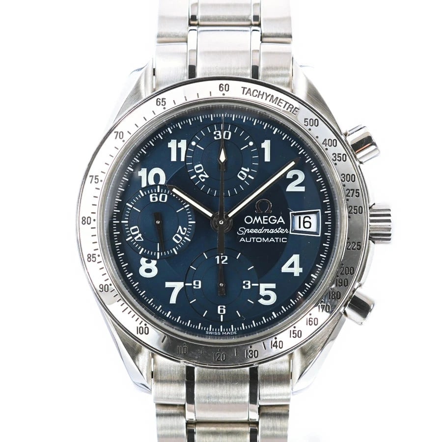 OMEGA SPEEDMASTER WATCH: OMEGA Speedmaster Watch Brand: OMEGA Type: Wristwatch Material: Band MaterialStainless Steel/Bracelet, Band MaterialStainless Steel/Bracelet, Case MaterialCase MaterialN/A Color: black Size: Wrist