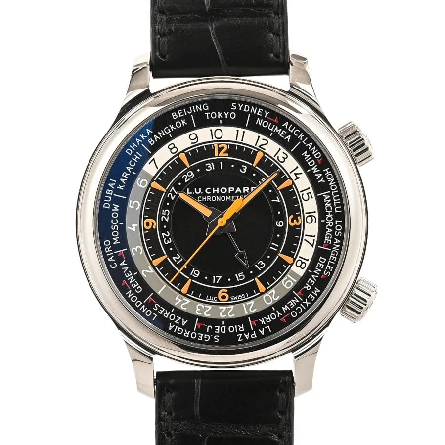 CHOPARD BLACK WATCH: CHOPARD Black Watch Brand: CHOPARD Type: Wristwatch Material: Band MaterialStainless Steel/Leather Strap, Band MaterialStainless Steel/Leather Strap, Case MaterialCase MaterialN/A Color: black Siz