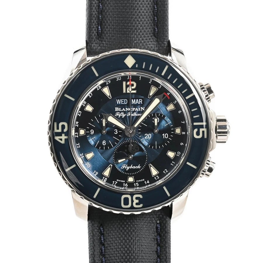 BLANCPAIN WATCH: BLANCPAIN Watch Brand: BLANCPAIN Type: Wristwatch Material: Band MaterialStainless Steel/Nylon Belt, Band MaterialStainless Steel/Nylon Belt, Case MaterialCase MaterialN/A Color: black Size: