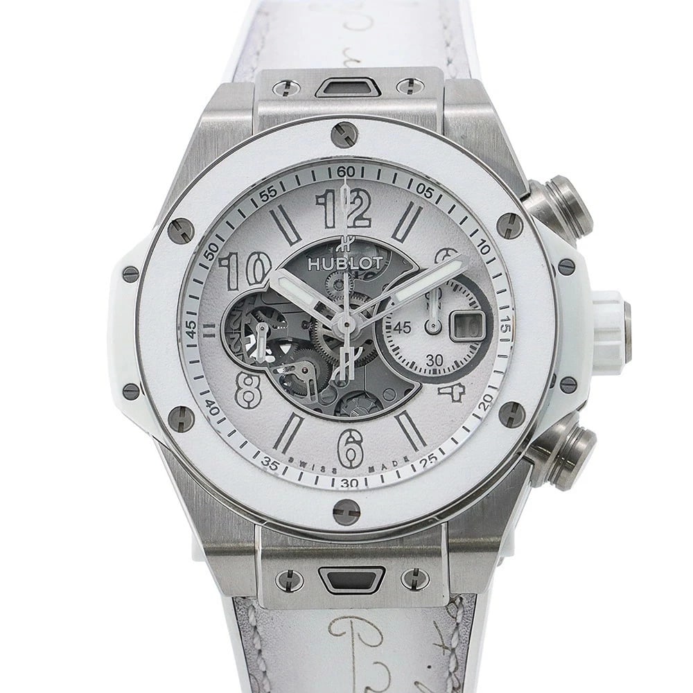 HUBLOT WHITE WATCH: HUBLOT White Watch Brand: HUBLOT Type: Wristwatch Material: Band MaterialTi/Venezia Leather/Rubber, Band MaterialTi/Venezia Leather/Rubber, Case MaterialCase MaterialN/A Color: white Size: