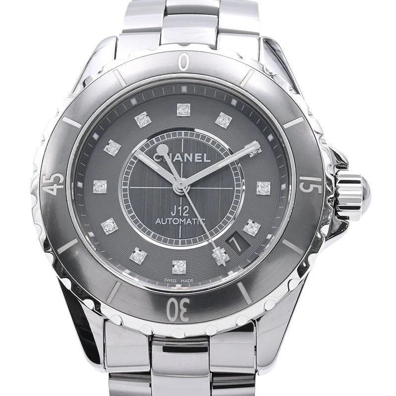 CHANEL J12 CHROMATIC GRAY WATCH: CHANEL J12 Chromatic Gray Watch Brand: CHANEL Type: Wristwatch Material: Band MaterialTitanium Ceramic Diamond, Band MaterialTitanium Ceramic Diamond, Case MaterialCase MaterialN/A Color: gray 