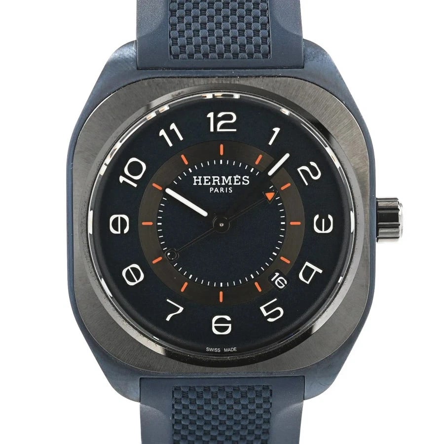 HERMES BLUE WATCH: HERMES Blue Watch Brand: HERMES Type: Wristwatch Material: Band MaterialTitanium/Rubber Strap, Band MaterialTitanium/Rubber Strap, Case MaterialCase MaterialN/A Color: blue Size: Wrist SizeNA,