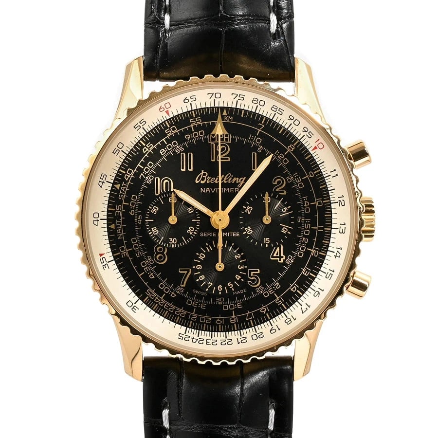 BREITLING WATCH: BREITLING Watch Brand: BREITLING Type: Wristwatch Material: Band MaterialYellow Gold/Leather Strap, Band MaterialYellow Gold/Leather Strap, Case MaterialCase MaterialN/A Color: ivory Size: