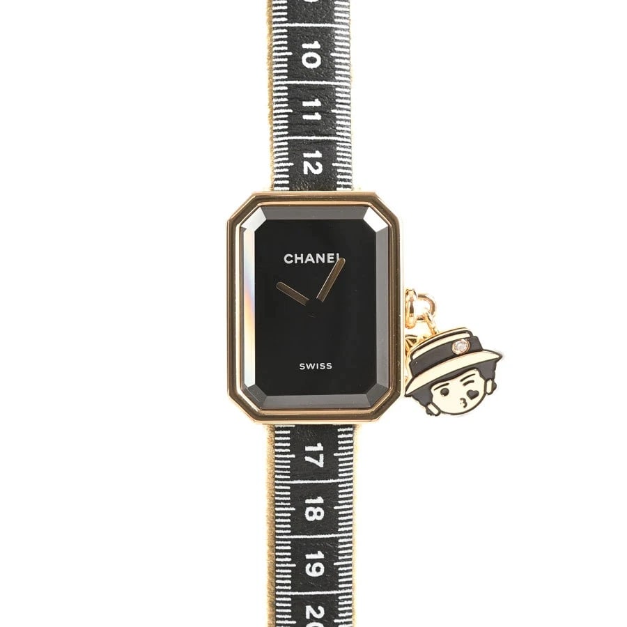 CHANEL PREMIERE RIBBON BLACK WATCH: CHANEL Premiere Ribbon Black Watch Brand: CHANEL Type: Wristwatch Material: Band MaterialYellow Gold/Titanium/Leather Strap, Band MaterialYellow Gold/Titanium/Leather Strap, Case MaterialCase
