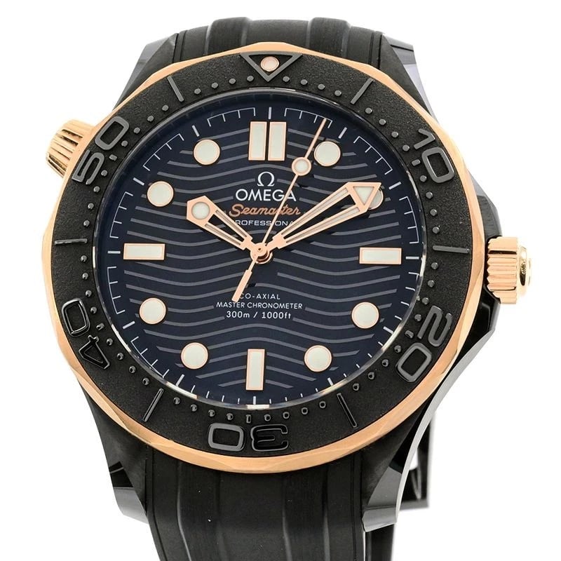 OMEGA SEAMASTER DIVER BLACK WATCH: OMEGA Seamaster Diver Black Watch Brand: OMEGA Type: Wristwatch Material: Band MaterialBlack Ceramic With 18K Sedna Gold Rubber Strap, Band MaterialBlack Ceramic With 18K Sedna Gold Rubber