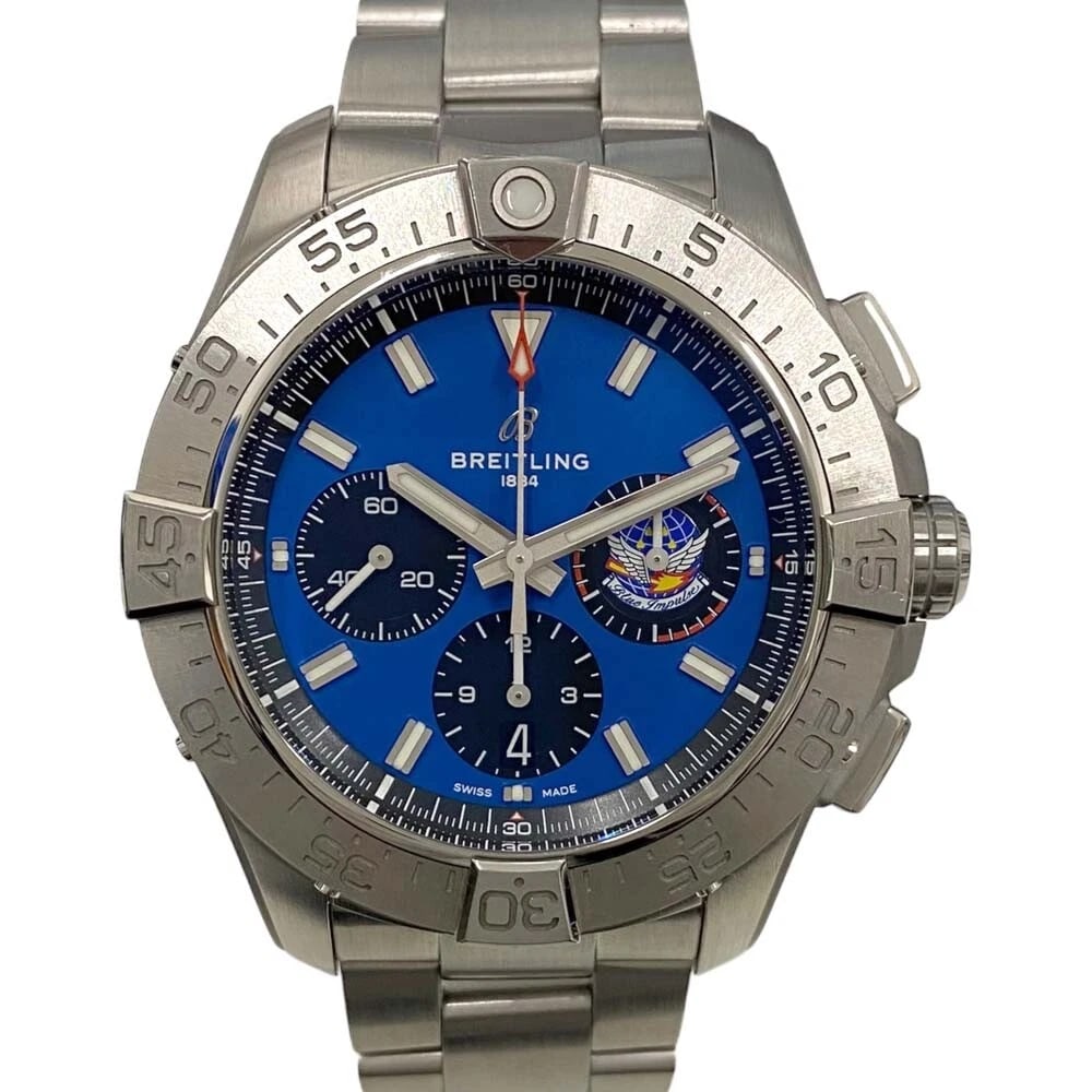 BREITLING WATCH: BREITLING Watch Brand: BREITLING Type: Wristwatch Material: Band MaterialNA, Band MaterialNA, Case MaterialCase MaterialNA Color: blue Size: Wrist SizeNA, Case Size44mm Accessories: None A