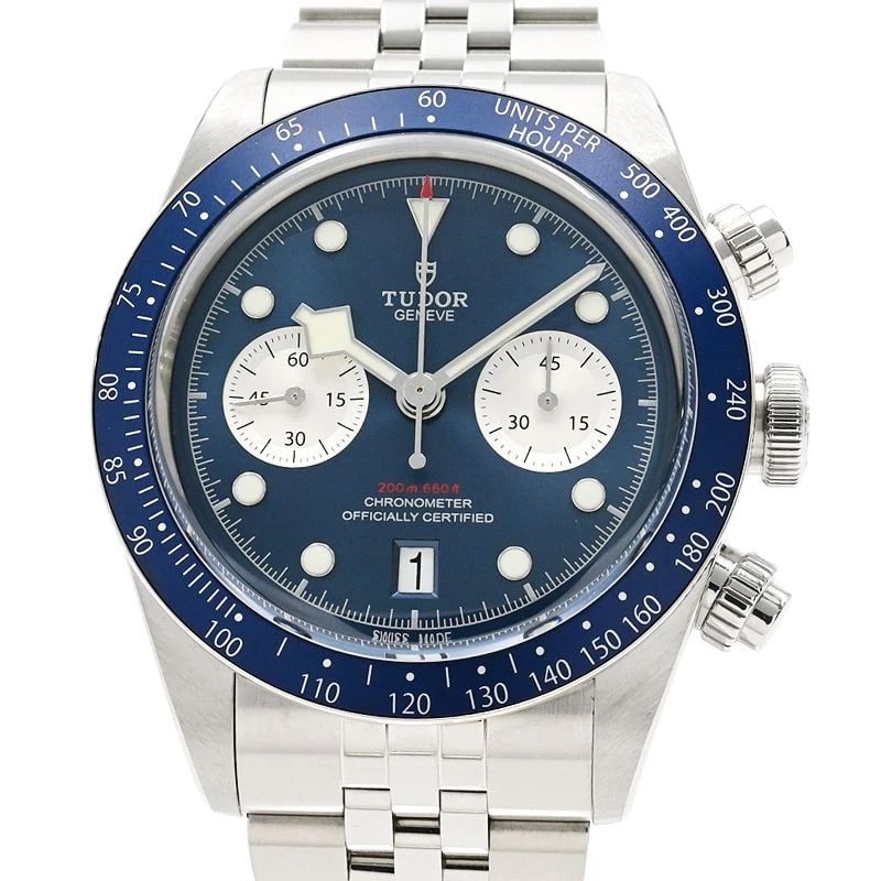 TUDOR BLACK CHRONO BLUE WATCH: TUDOR Black Chrono Blue watch Brand: TUDOR Type: Wristwatch Material: Band MaterialStainless Steel, Band MaterialStainless Steel, Case MaterialCase MaterialNA Color: blue Size: Wrist SizeNA, Case