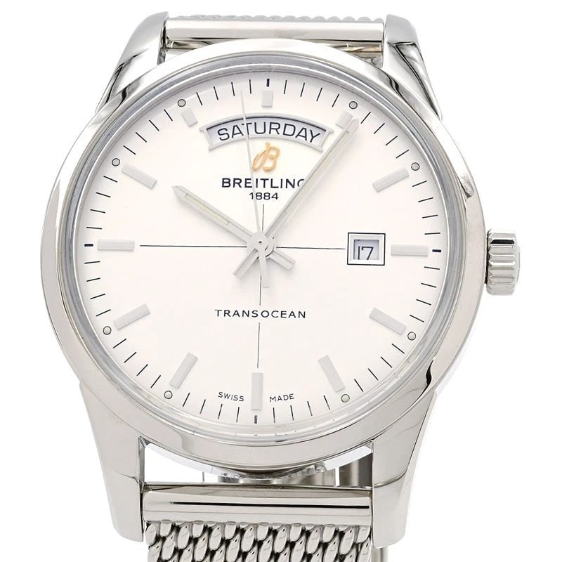 BREITLING TRANSOCEAN SILVER WATCH: BREITLING Transocean Silver Watch Brand: BREITLING Type: Wristwatch Material: Band MaterialStainless Steel, Band MaterialStainless Steel, Case MaterialCase MaterialNA Color: silver Size: Wrist