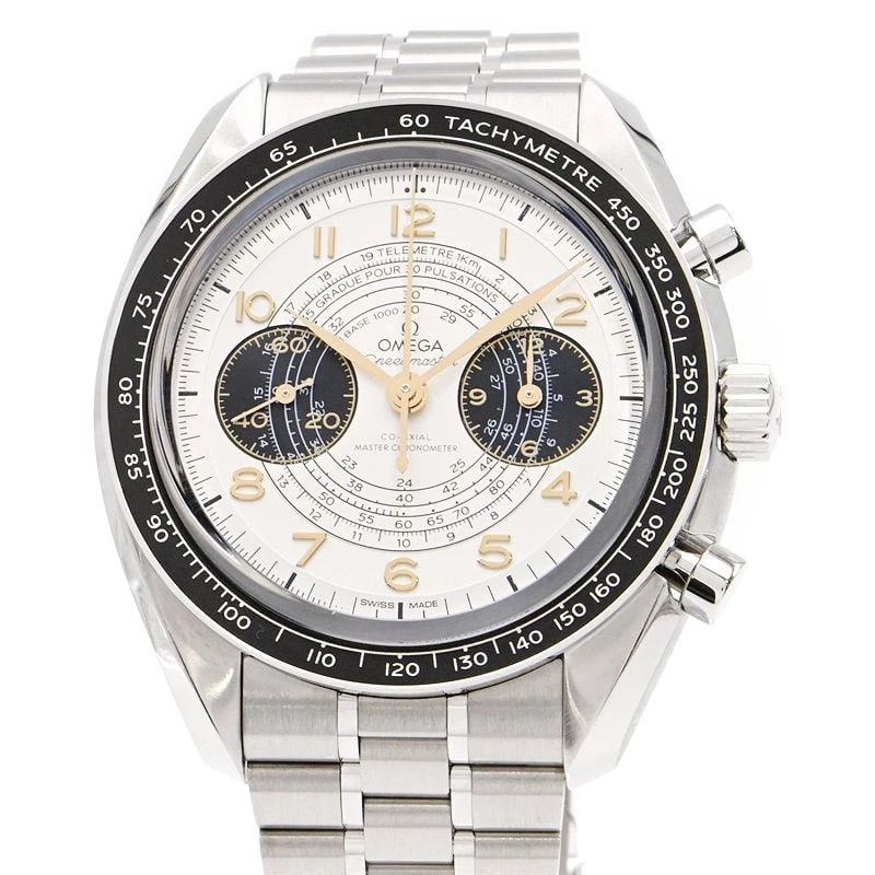 OMEGA SPEEDMASTER CHRONOSCOPE WATCH: OMEGA Speedmaster Chronoscope Watch Brand: OMEGA Type: Wristwatch Material: Band MaterialStainless Steel 18K Moonshine Gold, Band MaterialStainless Steel 18K Moonshine Gold, Case MaterialCase Materi