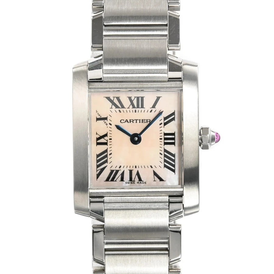 CARTIER TANK FRANÇAISE PINK WATCH: CARTIER Tank Française Pink Watch Brand: CARTIER Type: Wristwatch Material: Band MaterialStainless Steel/Bracelet, Band MaterialStainless Steel/Bracelet, Case MaterialCase MaterialNA Color: