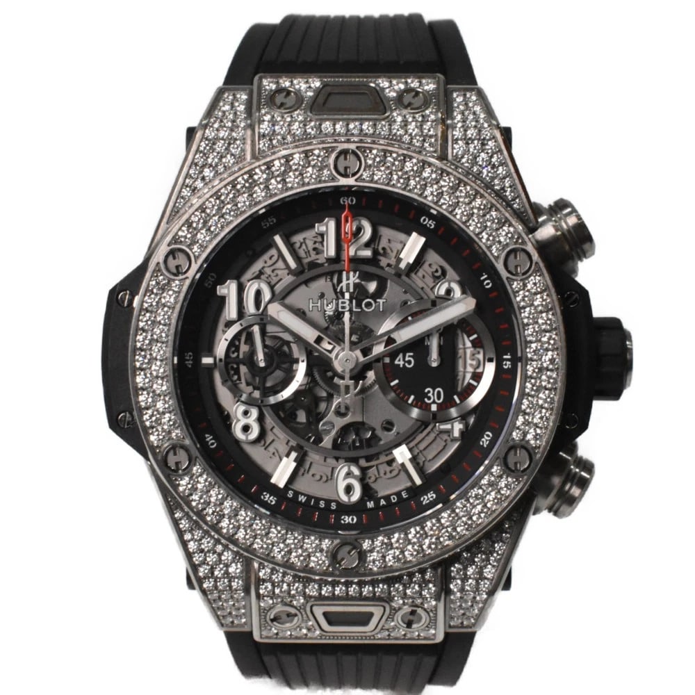 HUBLOT BIG BANG UNICO TITANIUM WATCH: HUBLOT Big Bang Unico Titanium Watch Brand: HUBLOT Type: Wristwatch Material: Band MaterialTitanium X Diamond, Band MaterialTitanium X Diamond, Case MaterialCase MaterialNA Color: none Size: Wrist