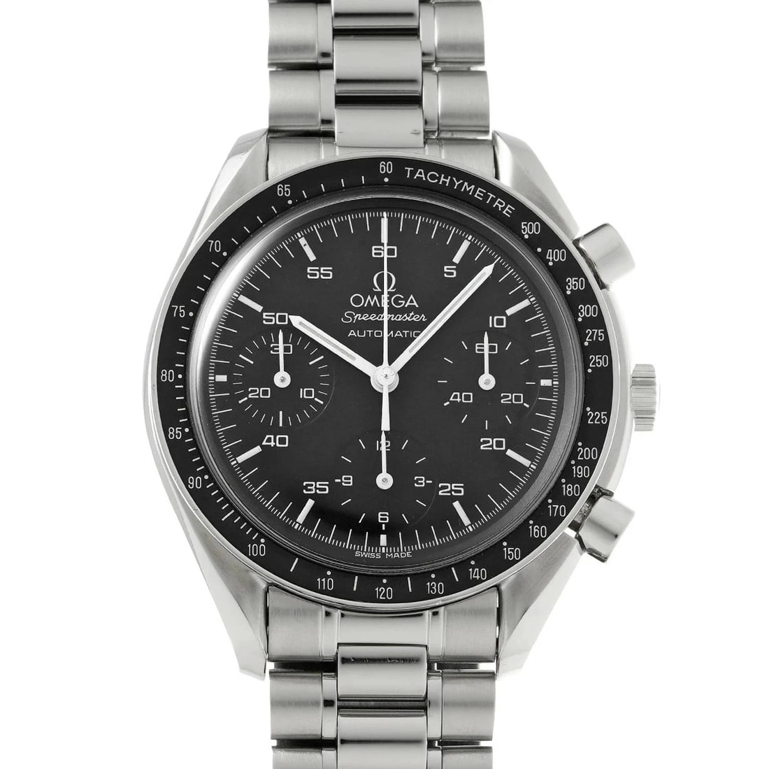 OMEGA SPEEDMASTER BLACK WATCH: OMEGA Speedmaster Black Watch Brand: OMEGA Type: Wristwatch Material: Band MaterialStainless, Band MaterialStainless, Case MaterialCase MaterialPlastic Color: black Size: Wrist Size20cm, Case