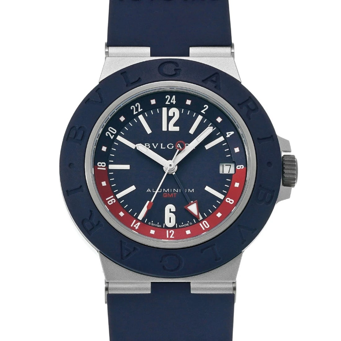 BVLGARI ALUMINUM BLUE WATCH: BVLGARI Aluminum Blue Watch Brand: BVLGARI Type: Wristwatch Material: Band MaterialAluminum, Band MaterialAluminum, Case MaterialCase MaterialSapphire Crystal Color: blue Size: Wrist Size20cm,