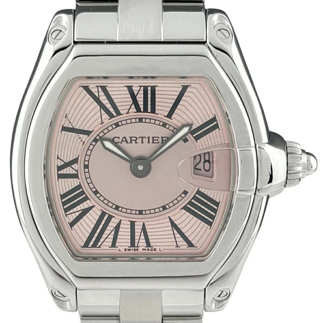CARTIER ROADSTER PINK WATCH: CARTIER Roadster Pink Watch Brand: CARTIER Type: Wristwatch Material: Band MaterialN/A, Band MaterialN/A, Case MaterialCase MaterialSapphire Crystal Color: pink Size: Wrist Size16.5cm, Case