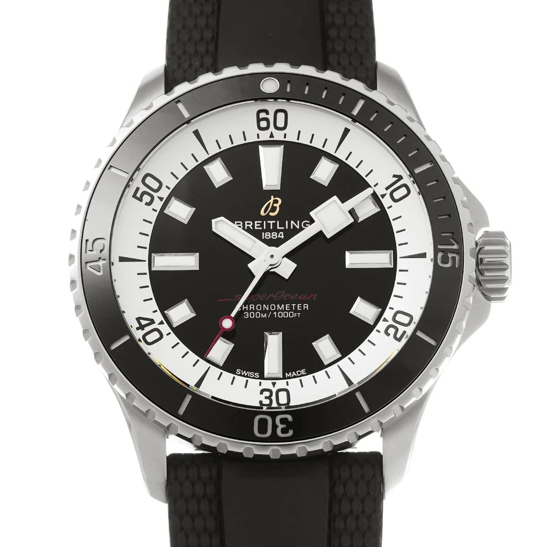 BREITLING SUPEROCEAN BLACK WATCH: BREITLING Superocean Black Watch Brand: BREITLING Type: Wristwatch Material: Band MaterialStainless, Band MaterialStainless, Case MaterialCase MaterialSapphire Crystal Color: black Size: Wrist Siz