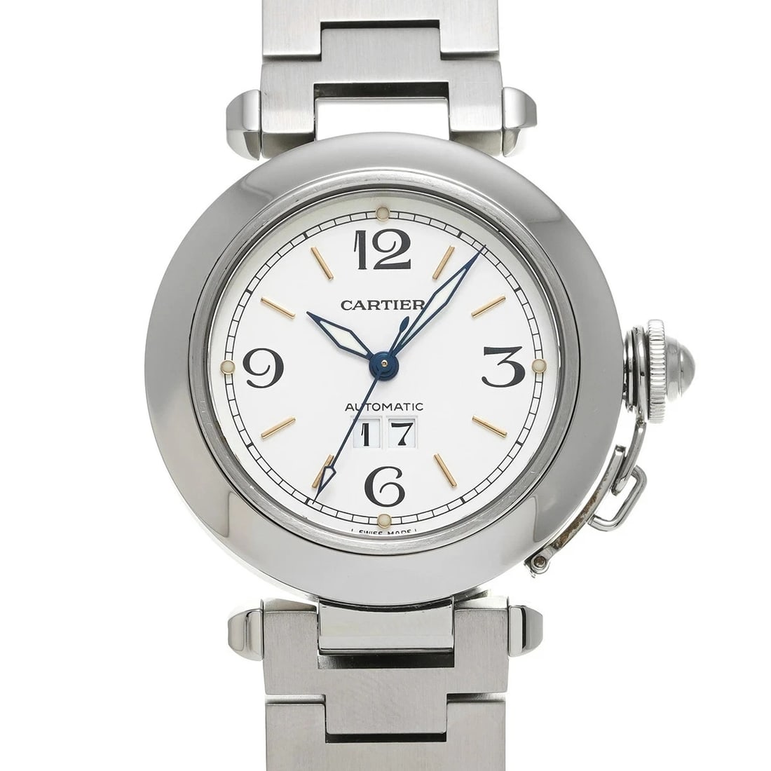 CARTIER PASHA WHITE WATCH: CARTIER Pasha White Watch Brand: CARTIER Type: Wristwatch Material: Band MaterialStainless, Band MaterialStainless, Case MaterialCase MaterialSapphire Crystal Color: blue Size: Wrist Size18cm,