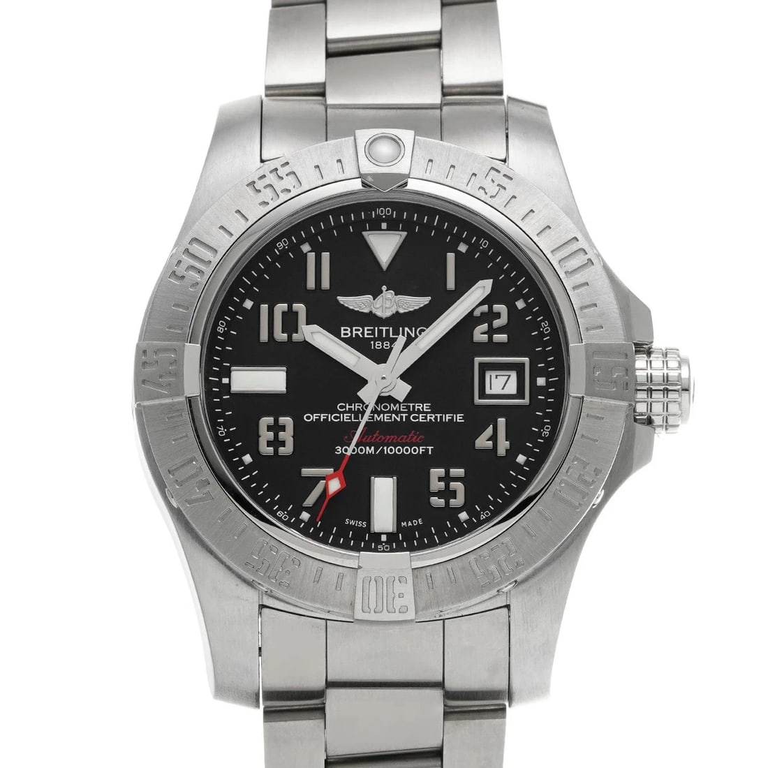 BREITLING AVENGER BLACK WATCH: BREITLING Avenger Black Watch Brand: BREITLING Type: Wristwatch Material: Band MaterialStainless, Band MaterialStainless, Case MaterialCase MaterialSapphire Crystal Color: black Size: Wrist