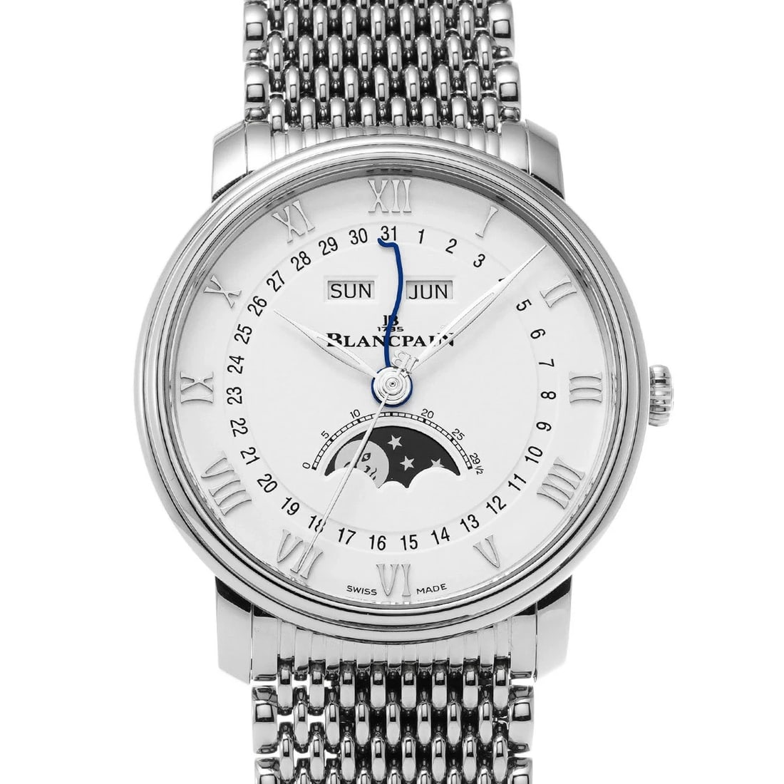 BLANCPAIN WATCH: BLANCPAIN Watch Brand: BLANCPAIN Type: Wristwatch Material: Band MaterialStainless, Band MaterialStainless, Case MaterialCase MaterialSapphire Crystal Color: white Size: Wrist Size19.5cm, Case