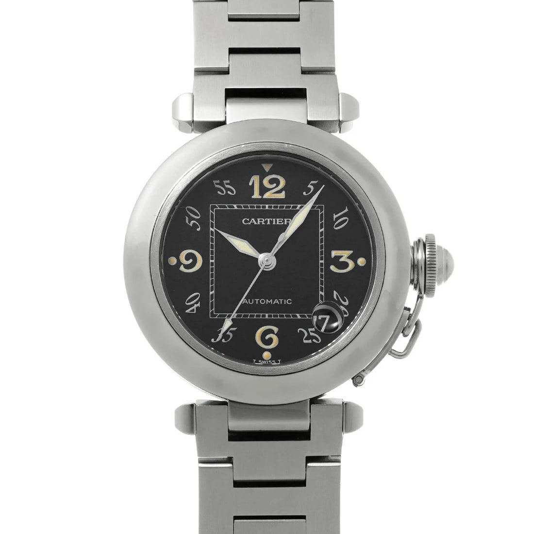 CARTIER PASHA BLACK WATCH: CARTIER Pasha Black Watch Brand: CARTIER Type: Wristwatch Material: Band MaterialStainless, Band MaterialStainless, Case MaterialCase MaterialSapphire Crystal Color: black Size: Wrist