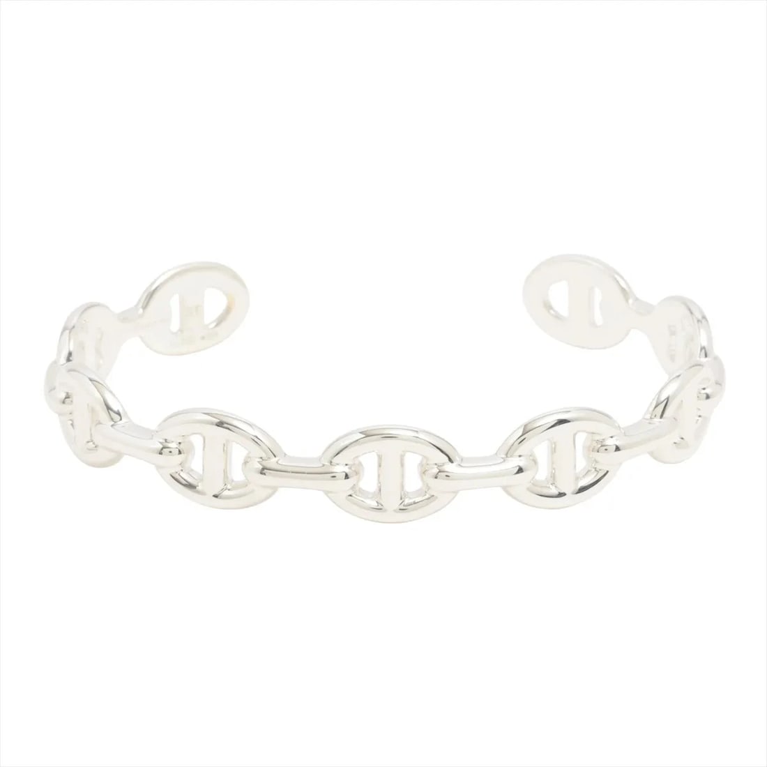 HERMES CHAINE D'ANCRE ENCHAINEE BANGLE: Hermes Chaine d'Ancre Enchainee Bangle Brand: Hermes Type/Style: Bracelet Material: 925, Color: Silver Size: Bracelet length:15.5 Accessories: None Accessories Notice: When purchasing