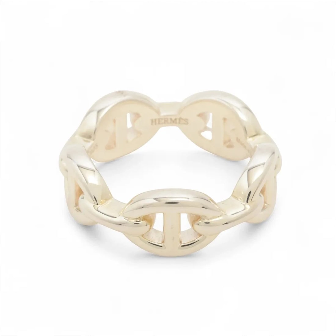 HERMES CHAINE D'ANCRE ENCHAINEE RING: Hermes Chaine d'Ancre Enchainee Ring Brand: Hermes Type/Style: Ring Material: 925, Color: Silver Size: 5.25 US Accessories: None Accessories Notice: When purchasing pre-owned goods, please