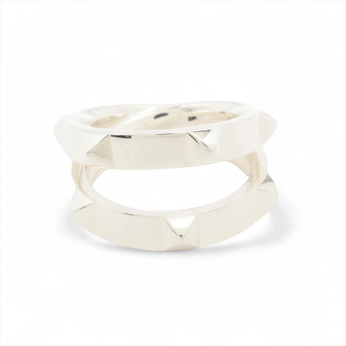 HERMES MINI CREW DOUBLE RING 925 SILVER: Hermes mini crew double Ring 925 Silver Brand: Hermes Type/Style: Ring Material: 925, Color: Silver Size: 7 - 7.25 US Accessories: None Accessories Notice: When purchasing pre-owned goods,