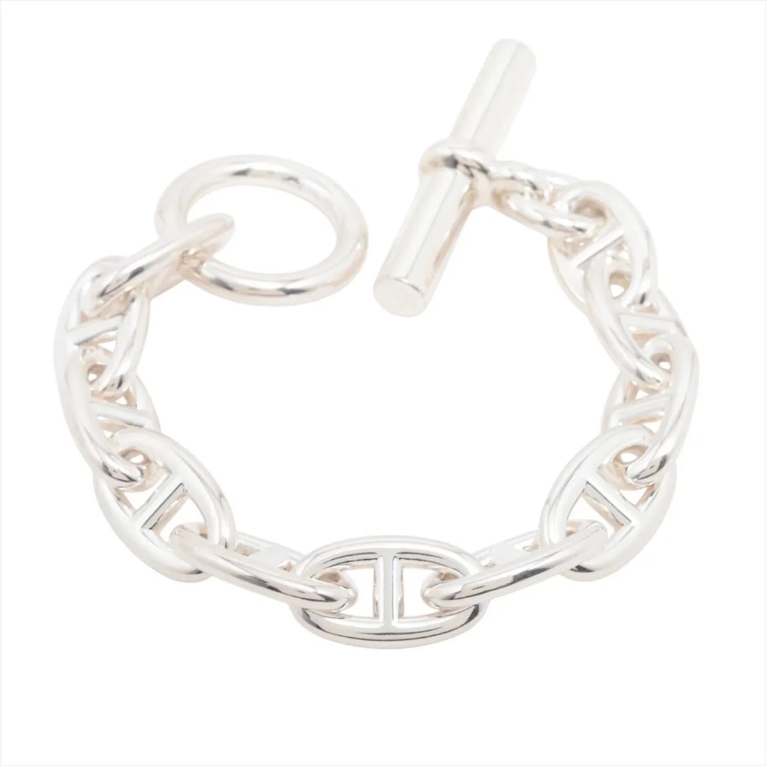 HERMES CHAINE D'ANCRE GM BRACELET: Hermes Chaine d'Ancre GM Bracelet Brand: Hermes Type/Style: Bracelet Material: 925, Color: Silver Size: Bracelet length:14.5 Accessories: None Accessories Notice: When purchasing pre-owned