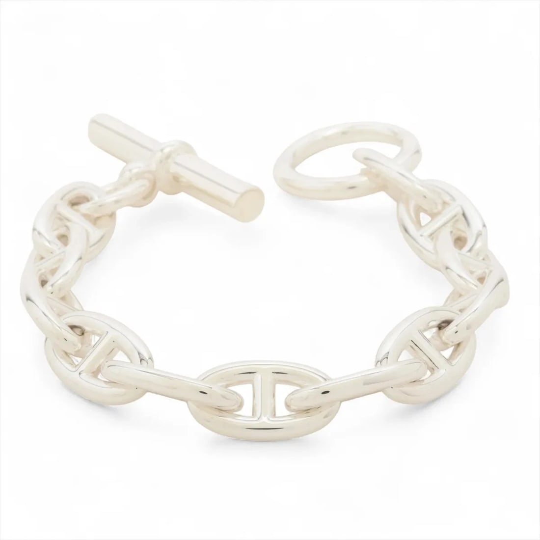 HERMES CHAINE D'ANCRE GM BRACELET: Hermes Chaine d'Ancre GM Bracelet Brand: Hermes Type/Style: Bracelet Material: 925, Color: Silver Size: Bracelet length:16 Accessories: None Accessories Notice: When purchasing pre-owned