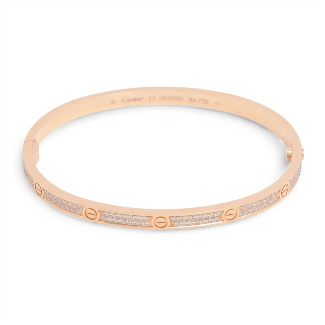 CARTIER LOVE SM PAVÉ DIAMOND BRACELET: Cartier Love SM Pavé diamond Bracelet Brand: Cartier Type/Style: Bracelet Material: 750(PG), Main Stone/Creation natural Color: Not Specified Size: Size(CM) Bracelet length:16 Accessories: