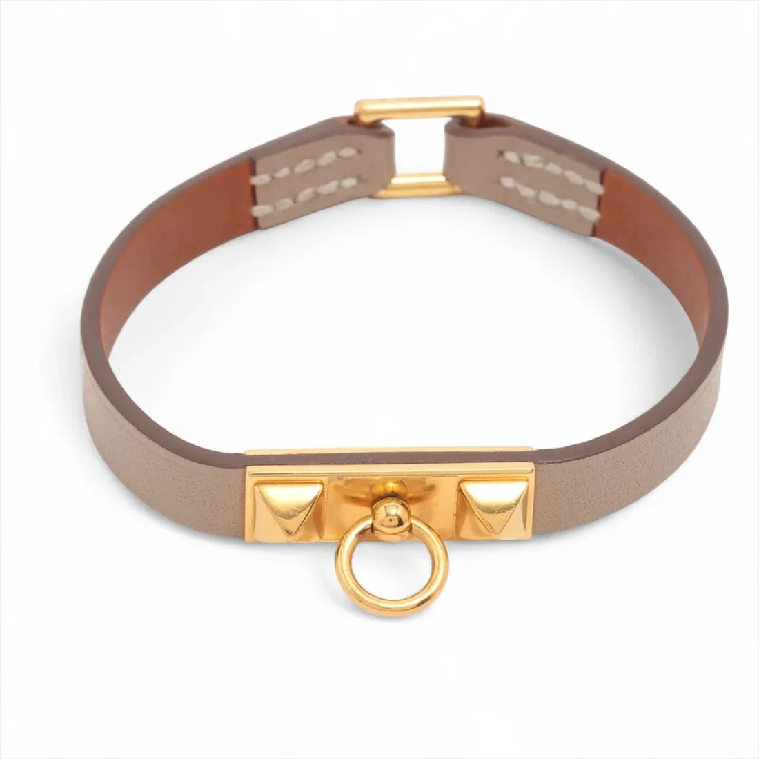 HERMES RIVALMINI BRACELET XS GP & LEATHER BROWN X GOLD: Hermes Rivalmini Bracelet XS GP & Leather Brown x gold Brand: Hermes Type/Style: Bracelet Material: GP & Leather, Color: Brown x gold Size: Bracelet length:16 Accessories: None Accessories