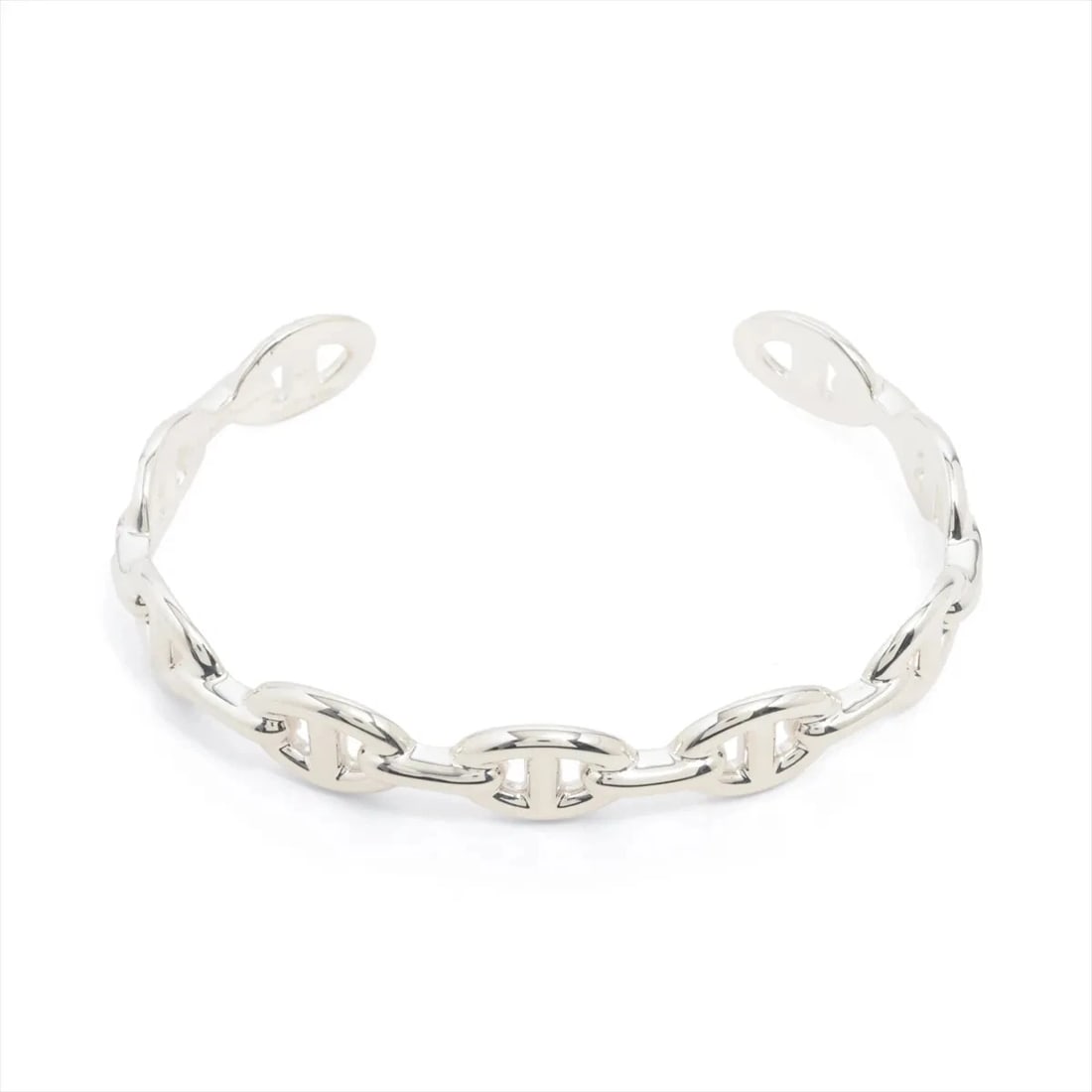 HERMES CHAINE D'ANCRE ENCHAINEE BANGLE: Hermes Chaine d'Ancre Enchainee Bangle Brand: Hermes Type/Style: Bracelet Material: 925, Color: Silver Size: Bracelet length:16 Accessories: None Accessories Notice: When purchasing pre-ow