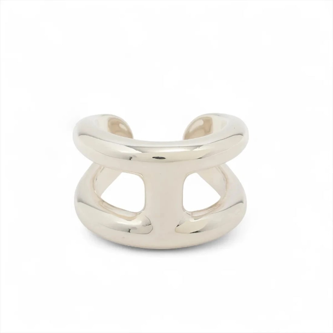 HERMES OSMOZ PM RING: Hermes Osmoz PM Ring Brand: Hermes Type/Style: Ring Material: 925, Color: Silver Size: 5.25 US Accessories: None Accessories Notice: When purchasing pre-owned goods, please refer to the ph