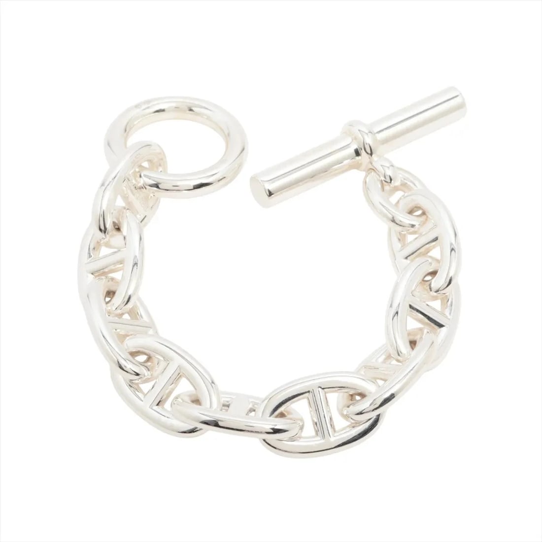 HERMES CHAINE D'ANCRE TGM BRACELET: Hermes Chaine d'Ancre TGM Bracelet Brand: Hermes Type/Style: Bracelet Material: 925, Color: Not Specified Size: Bracelet length:12.5 Accessories: None Accessories Notice: When purchasing