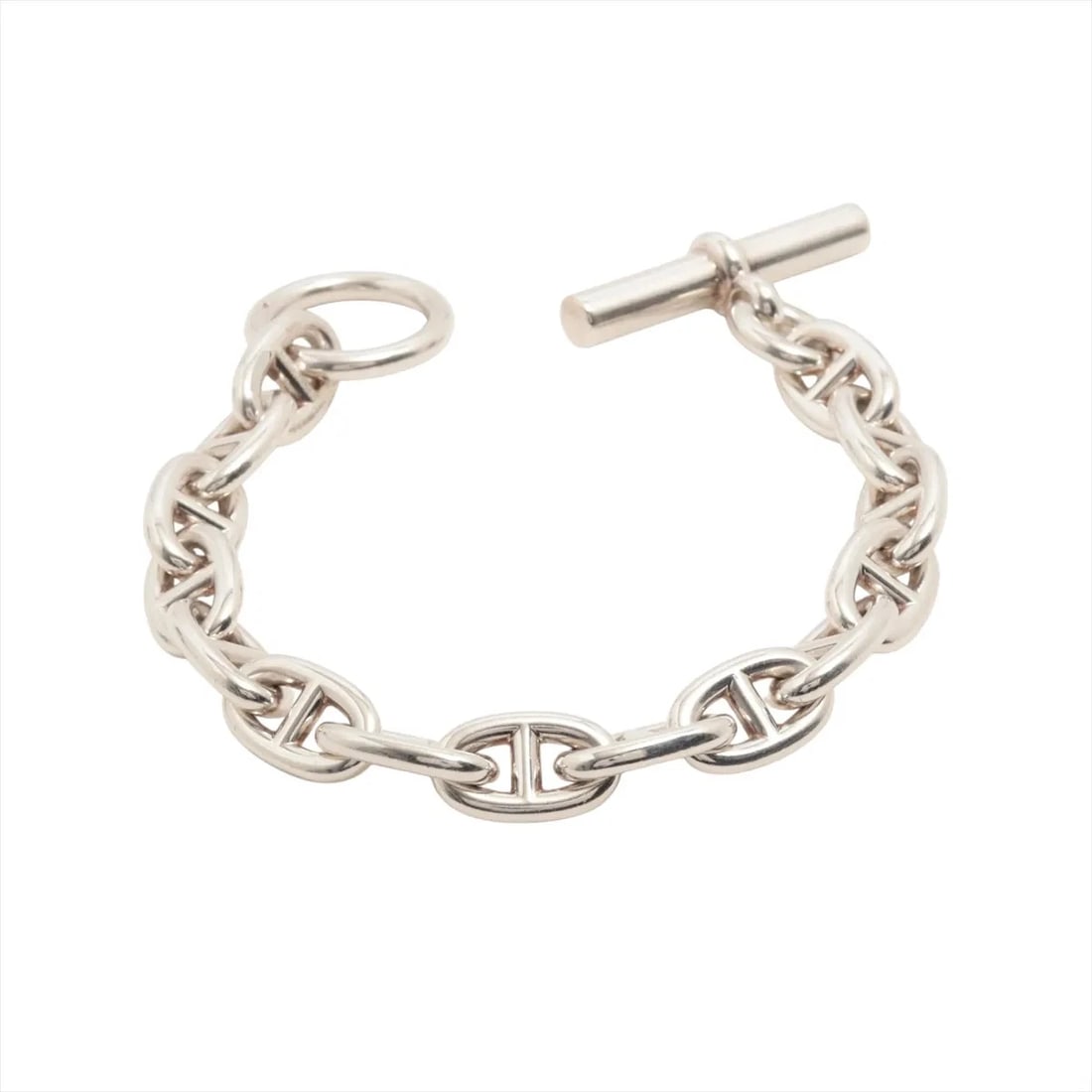 HERMES CHAINE D'ANCRE MM BRACELET: Hermes Chaine d'Ancre MM Bracelet Brand: Hermes Type/Style: Bracelet Material: 925, Color: Silver Size: Bracelet length:16 Accessories: None Accessories Notice: When purchasing pre-owned